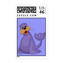 Smiling Sea Lion Cartoon Postage Stamp