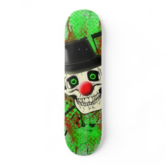 Smiling Skull,Clowns Red Nose,Black Hat Skateboard skateboard