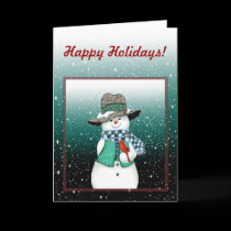 Smiling Snowman, Cardinal in a Snowstorm Card cards