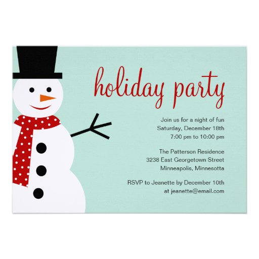 smiling snowman christmas holiday party invitation 5 quot x 7 smiling snowman christmas holiday party invitation 5 quot x 7
