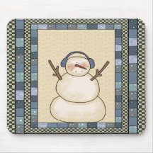 Smiling Snowman Christmas Mousepad