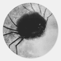 Smiling Spider by Odilon Redon, Vintage Halloween Round Sticker