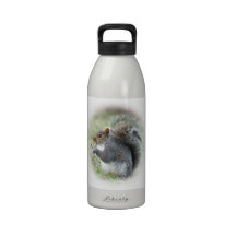 Smiling Squirrel with Daisy Drinking Bottle