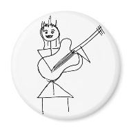 Smiling Stick Figure Girl holding bass / guitar magnet