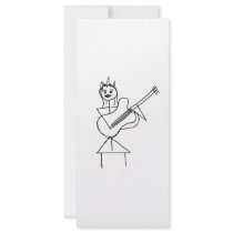 Smiling Stick Figure Girl holding bass / guitar Full Color Rack Card