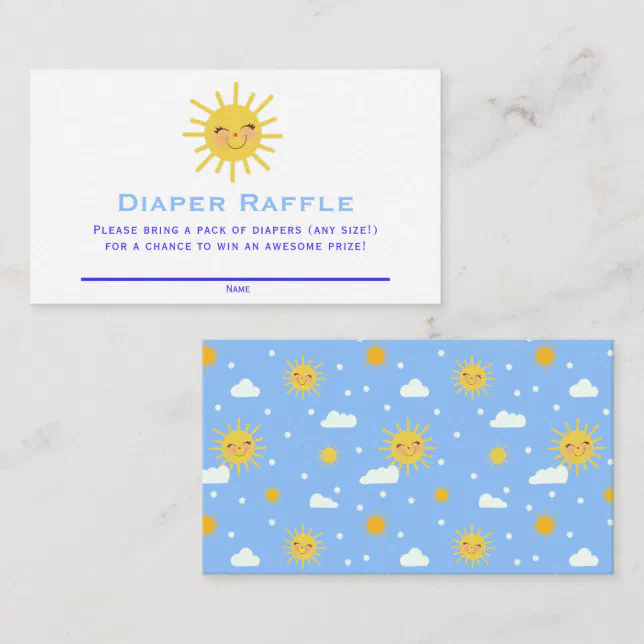 Smiling Sun Clouds Baby Shower Diaper Raffle Enclosure Card Zazzle