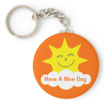 Smiling Sun Have A Nice Day Orange Customizable Key Chain