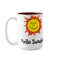 smiling sun, Hello Sunshine! mugs by lindroe89 smiling sun, Hello Sunshine! mugs