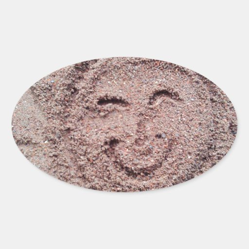 Smiling Sun, Sand Emoticon, Summer Emoji Oval Sticker Zazzle