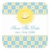 Smiling Sun: Save The Date Stickers zazzle_sticker