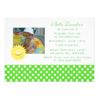 Smiling Sunshine and Polka Dot Party Invitation