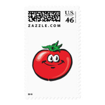 smiling tomato face postage stamps