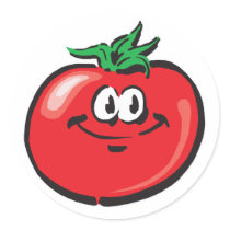 smiling tomato face stickers