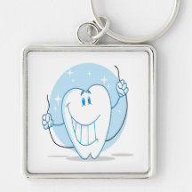 Smiling Tooth Cartoon Character Always Floss Key Chain