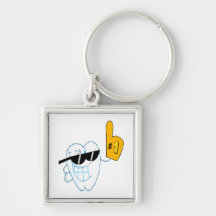 Smiling Tooth Cartoon Character Number One Key Chains