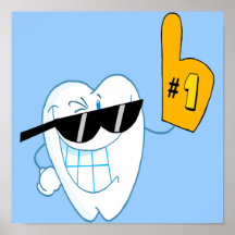 Smiling Tooth Cartoon Character Number One Print