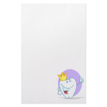 Smiling Tooth Cartoon Character With Golden Crown Custom Stationery