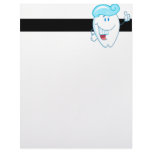 Smiling Tooth Cartoon Character With Toothpaste On Customized Letterhead