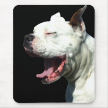 Smiling White Boxer dog Mousepad
