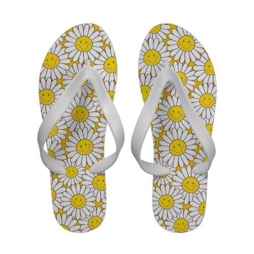Smiling White Daisies Pattern Sandals