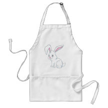 Smiling White Rabbit Aprons