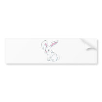 Smiling White Rabbit Bumper Sticker