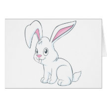 Smiling White Rabbit Card