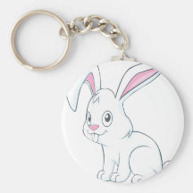 Smiling White Rabbit Keychain
