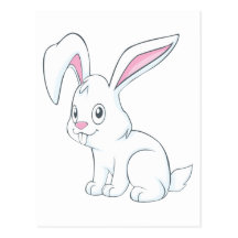 Smiling White Rabbit Post Card