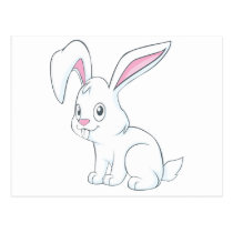 Smiling White Rabbit postcards