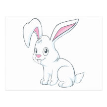 Smiling White Rabbit Postcards