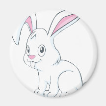 Smiling White Rabbit Refrigerator Magnet