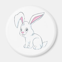 Smiling White Rabbit Refrigerator Magnets