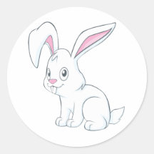 Smiling White Rabbit Round Sticker