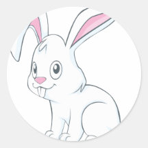 Smiling White Rabbit Sticker