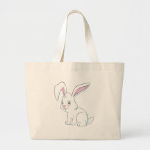 Smiling White Rabbit Tote Bags