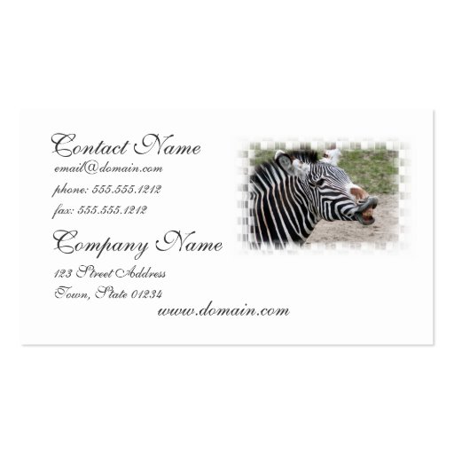 Smiling Zebra Business Card (front side)
