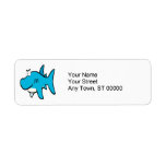smirking shark cartoon return address label