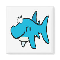 smirking shark cartoon magnets