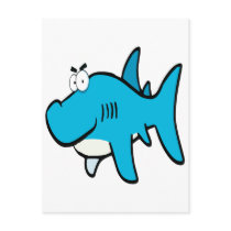 smirking shark cartoon post cards