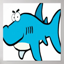 smirking shark cartoon posters