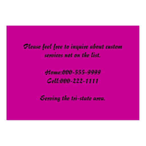 smoke pink business card templates (back side)