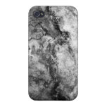 Smoke Streaked Black White marble stone finish Cases For iPhone 4