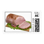 Smoked meat on wooden board. postage
