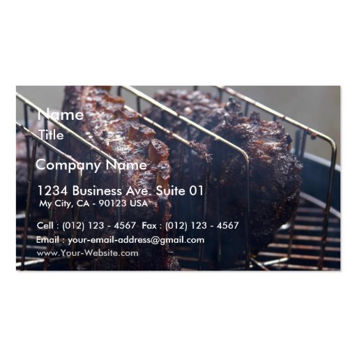 Smoked Ribs On Grill Business Cards (front side)