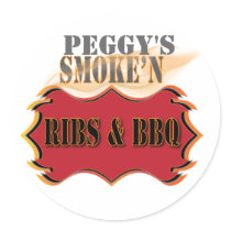 smoke'n ribs and bbq round stickers