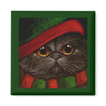 SMOKEY PERSIAN CAT HOLIDAY Magnet by BY_CYRA SMOKEY PERSIAN CAT HOLIDAY Magnet