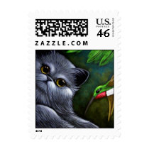 SMOKEY PERSIAN CAT & HUMMINGBIRD Postage postage
