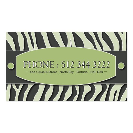 Smokey Zebra Print Business Cards (back side)