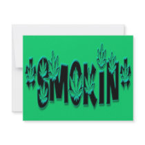 *Smokin* Green Smoking Logo invitations by MidnightDreamer *Smokin* Green Smoking Logo invitations